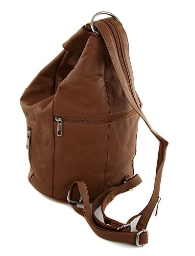 Image of Womens Leather Convertible 7 Pocket Medium Size Tear Drop Sling Backpack Purse Shoulder Bag
