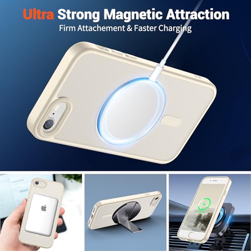 Image of SUPFINE Magnetic for iPhone SE Case 2022 (3rd) /2020 (2nd), iPhone 8 Case (Compatible with MagSafe) (Military Grade Drop Protection) Slim Translucent Matte Phone Case, Antique White
