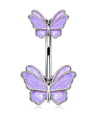 Melighting Piercing para ombligo de acero inoxidable 316L, barra para ombligo, barra de ombligo, barra de ombligo, piercing para mujeres, Acero inoxidable Cover