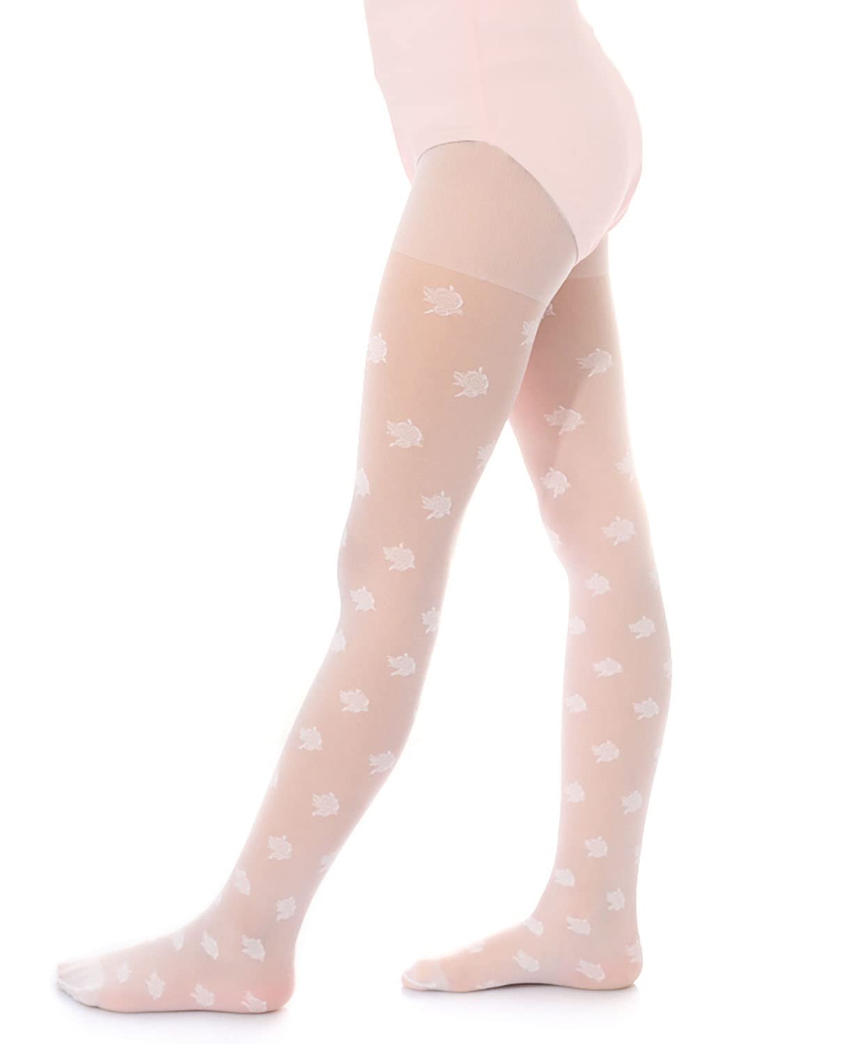 Aurellie Sheer Girls Tights White with patterns Holy Communion Special Occasion Bridesmaid