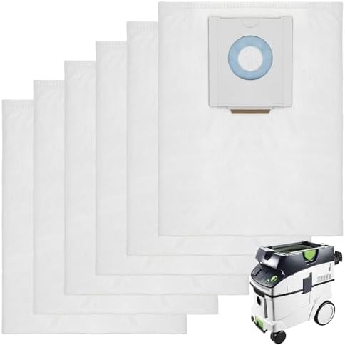 6 Stück Staubsaugerbeutel für Festool CT 36/CTM 36 E/CTL 36E CLEANTEC Serie | Staubsauger für Festool 496186, Große Kapazität Filtersack, Reißfest, Dust Extractor Ersatzteile Zubeh