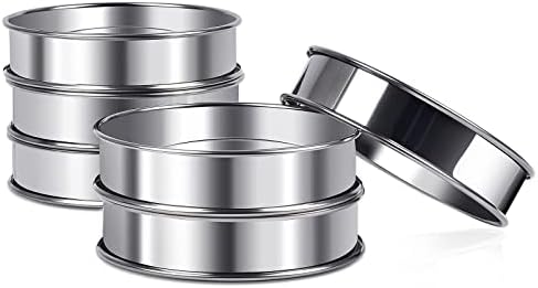 English Muffin Rings 4inch, ARRITZ 6PCS Double Rolled Stainless Steel Crumpet Tart Rings for Baking, Round for Large Size English Muffin