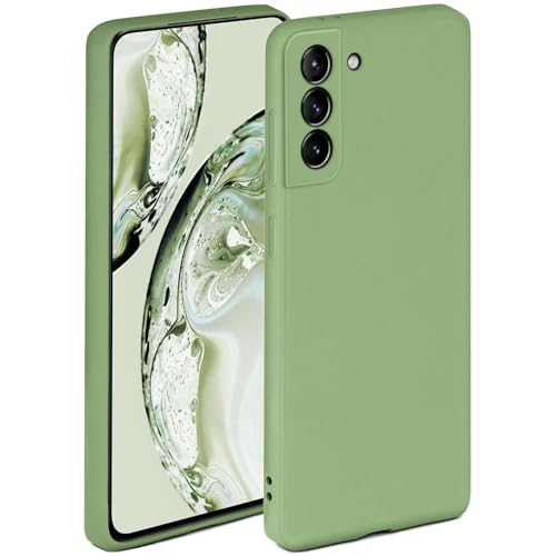 Coque silicone souple Samsung S21 double couche coque de protection vert mat