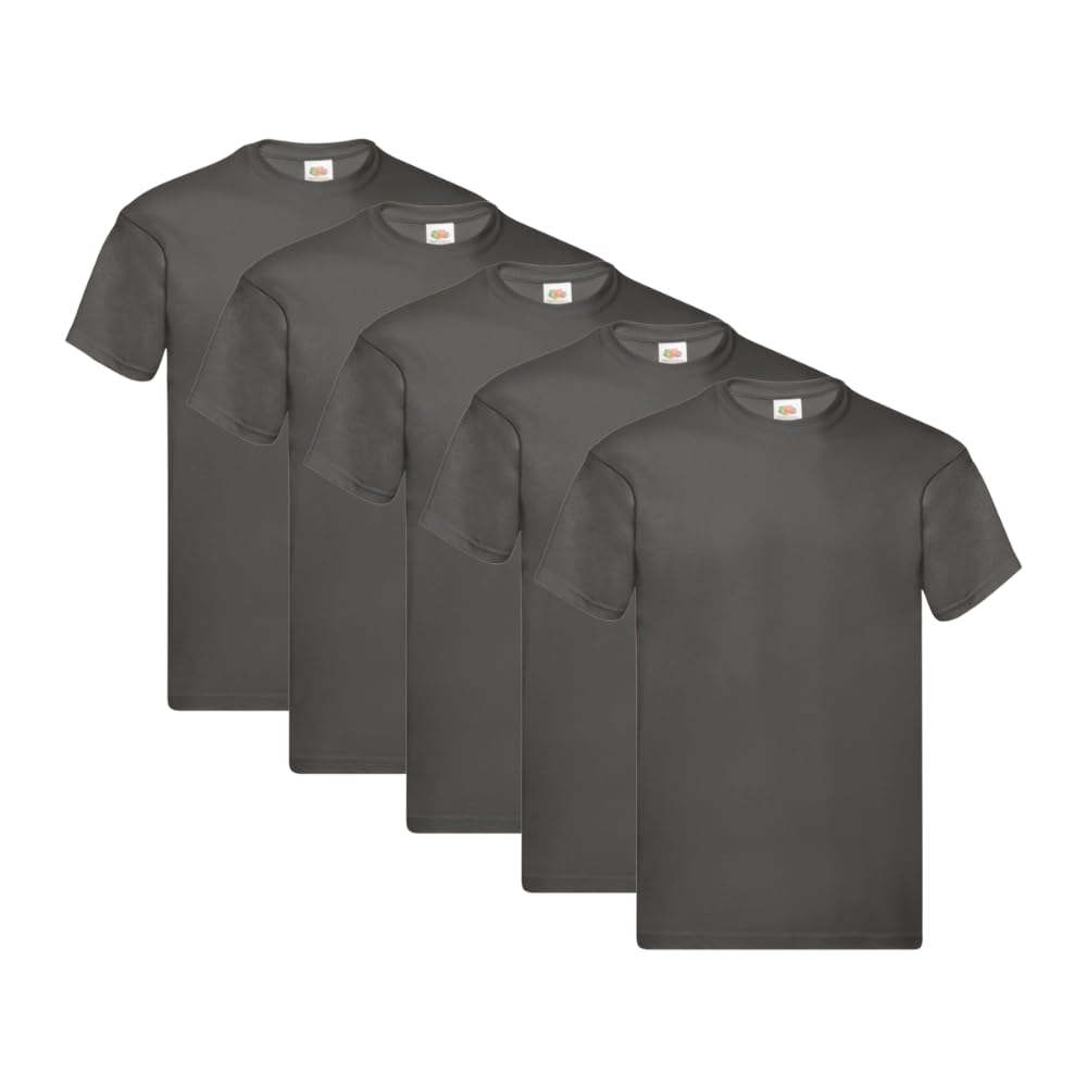 Fruit Of The Loom Men's Graphite Original T. T-Shirt (Pack Of 5), Colour: Size: Xl