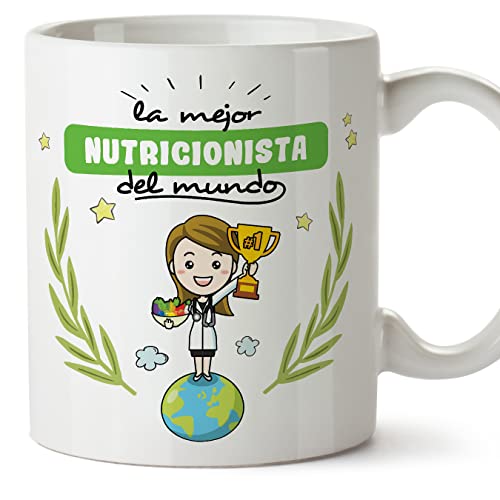 MUGFFINS Tazas para NUTRICIONISTA mujer - En Español - Mejor del mundo - 11 oz / 330 ml - Regalo original y divertido