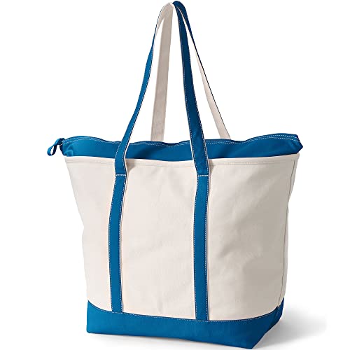 Image of Lands' End Zip Top Long Handle Canvas Tote Bag