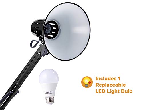 Bostitch Office Vlf100F Swing Arm Metal Floor Lamp, 72" Tall With Multi-Joint Adjustment, Includes Replaceable Led Bulb (Vlf), Black #TOP1