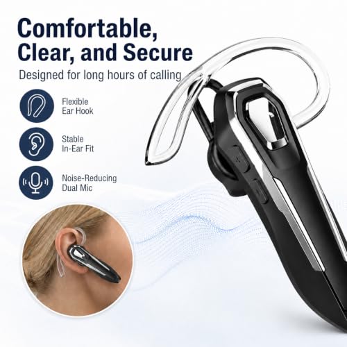 Auricular Bluetooth Mono Inalámbrico Blanco con Micrófono miniatura 6