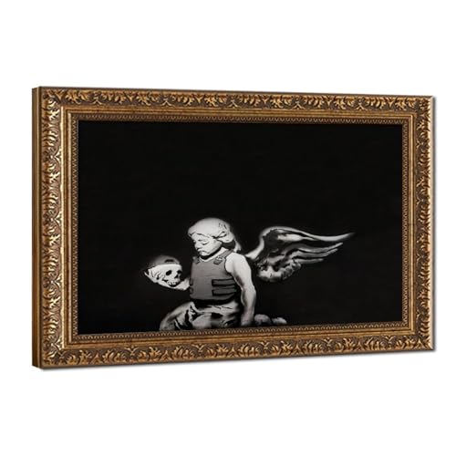 Impression sur toile Banksy Ange avec crâne 40x60cm pour décoration murale de bureau