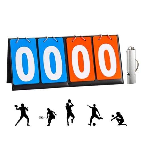 Dyiouxin Tableau de Bord Sportif à 4 Chiffres,Tableau de Score,avec sifflet,Portable,Imperméable,pour compétitions intérieures et extérieures,Basketball,Football,Badminton,Baseball