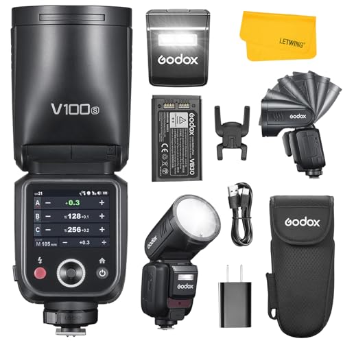 Godox V100S V100-S Camera Flash, with Magnetic Accessory Port, 100Ws Touch Screen Flash, 1.7s...