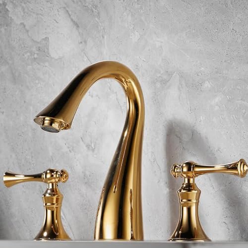 Robinet mitigeur de lavabo dorure haut de gamme à 2 poignées en laiton massif