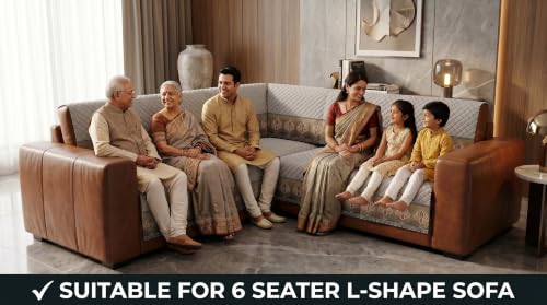 Image of KINGLY L-Shape Sofa Cover 6 Seater 3+3 Velvet Full Cover - Warm Grey | Fully covered quilted velvet slipcover, washable anti-slip furniture protector, L-type corner sofa cover for living room