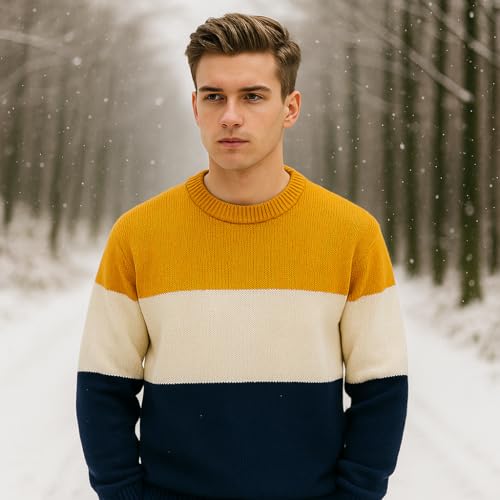 Unisex Knit Sweater with Soft Fabric Long Sleeves Crewneck Casual Fall Winter Style for Men's and Women's Outfits3