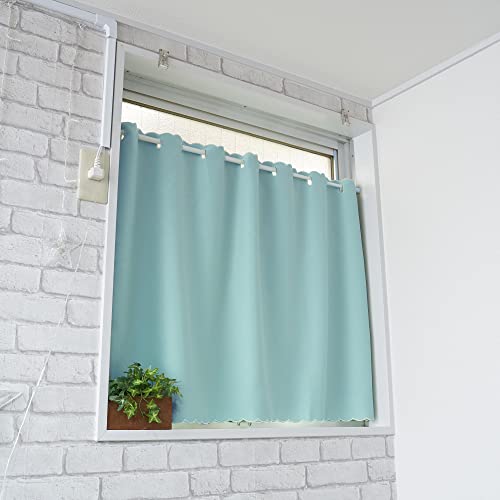 cloth shop 布や カフェカーテン 小窓用 遮熱 断熱 【ブルー [遮光1級] 幅100cm x 丈45cm [1枚入]】