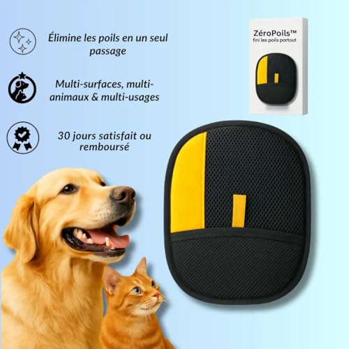 Gant de Toilettage Élimine Efficacement les Poils Réutilisable et Lavable Double Face - 2