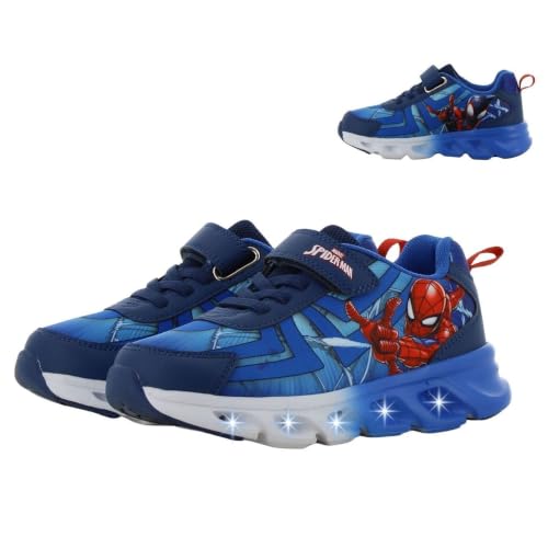 Leomil Spiderman Baskets Garçon Lumineuses Chaussure Enfant 29, Idéal pour l'école et Les Loisirs, Bleu