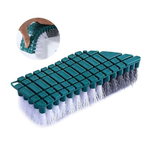 Image of Bendable V-Shape Scrub Brush, Deep Cleaning Toilet Brush with Non-Slip Grip & Sturdy Nylon Bristles, Green, Plastic Handle, 6 inch x 2 inch x 1.5 inch, 1 Count