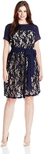 Julian Taylor Women's Plus Size Cap Sleeve Lace Fit and Flare Dress