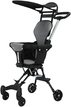 Portable Stroller, Folding Stroller, Lightweight, Foldable, Seat Cushion, Backrest, Easy to Carry, Carry-on Handle, Adjustable for Kids, Babies, Simple Travel Black PU Wheel, Seat Cushion +