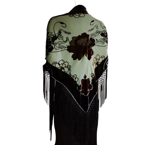 Silk Base Burn-out Velvet Triangle Scarf, with 8