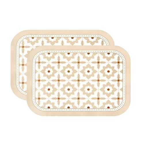 Image of Faux Leather Set of 2 Dining Table Placemats | Heat Insulation & Stain Resistant Waterproof Non Slip Dinner Table Mats | Perfect for Home, Kitchen, Restaurant, Office (Lotus Casa)