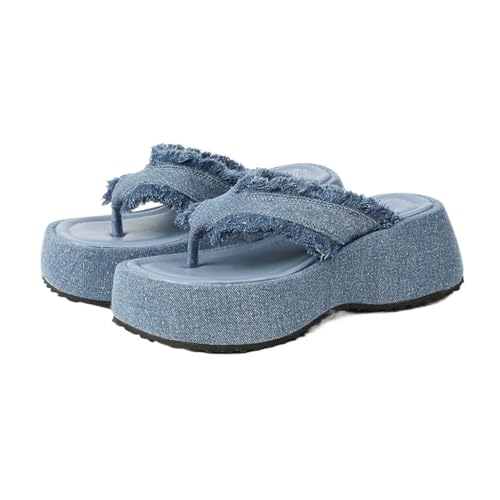 HBJWOV Thick Soled Sandals with Clip on Ears Wearing Beach Slippers Waterproof Raised Women Shoes with High Heels2