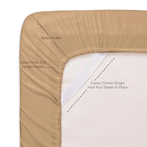 Twin XL Sheets - Breathable Luxury Sheets with Full Elastic & Secure Corner Straps Built In - 1800 Supreme Collection Extra Soft Deep Pocket Bedding Set, Sheet Set, Twin XL, Taupe
