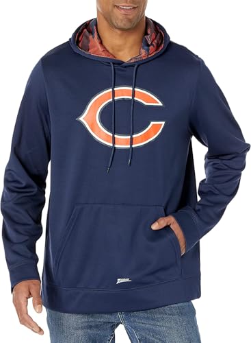 Zubaz Officially Licensed Men's NFL Team Color Hoodie With Team Camo Liner, Chicago Bears, Size Small