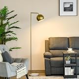 HOMCOM Lampada da Terra Base Rotonda Paralume Regolabile E27 40W Oro