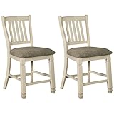 Signature Design By Ashley - Bolanburg Upholstered Barstool - Set of 2 - Casual Style - Antique White