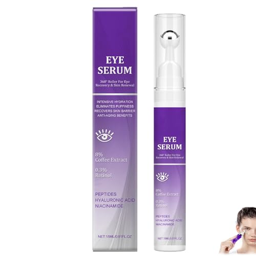 Sérum Contour des Yeux,Sérum Pour Les Yeux Avec Roller Ball,Creme Contour Des Yeu Avec Roller 360° Pour Massage Des Yeux,Hydratant Apaisant,Rafraîchissant Facilement Absorbé,Laisse Peau Douce Lisse