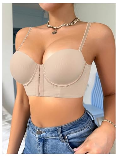 Image of SweatyRocks Women's Front Closure Bandeau Strapless Push Up Underwire Bras | Full Coverage Bandeau Bra, Backless Self Adhesive With Padding