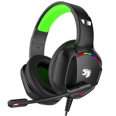 Gaming Headset with Microphone for Pc, Xbox One Series X/s, Ps4, Ps5, Switch, Stereo Wired Noise Cancelling Over-Ear Headphones with Mic, RGB, for Computer, Laptop, Mac, Nintendo (Green) - product image 1