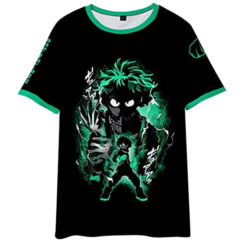 Silver Basic Camiseta Unisex de para Niños y Niñas Divertida Camiseta de Verano Camiseta de Disfraz de Deku Toga S,Deku-1