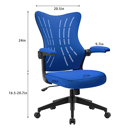 Furmax Office Desk Chair With Flip Up Arms, Mesh Mid Back Computer Chair Swivel Task Chair With Ergonomic Lumbar Support (Blue) #TOP6
