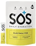 SOS Hydration Lemon Electrolyte Powder | 24 Sachets | 15 Calories | Fast Mixing | Lightly Sweetened | Daily Hydration