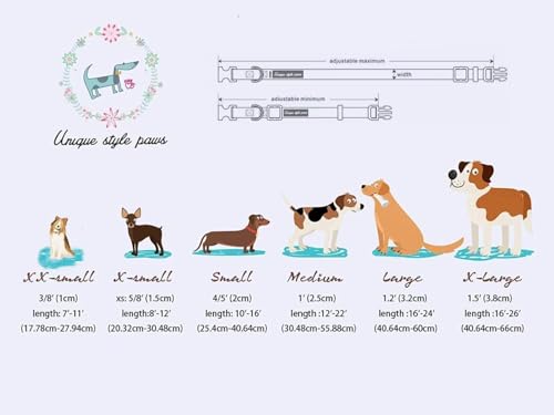 Unique style paws Rosa Rose Hundehalsband Geschirre Halsbänder & Leinen für Halsband Hund Breit Fliege Kette Hund Dog Collar Zughalsband Geschenke für Kleine Mittlerer Große Hunde XS