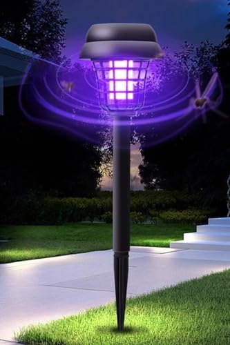 2/4 matamosquitos solares para exteriores, mata mosquitos impermeables con paneles solares, utilizado para patio, jardín, patio, camping, lámparas de mosquitos, impermeable IP65 (negro, 2 piezas)