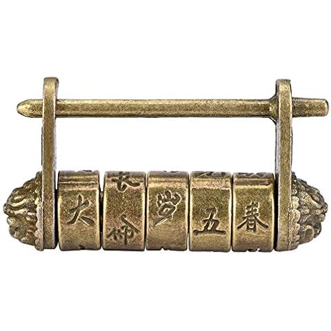 Brass Padlock, Chinese Vintage Padlock Antique Retro Style Combination Lock for Jewelry Box Drawer Cabinet Locking Cabinet Retro Padlock Cover