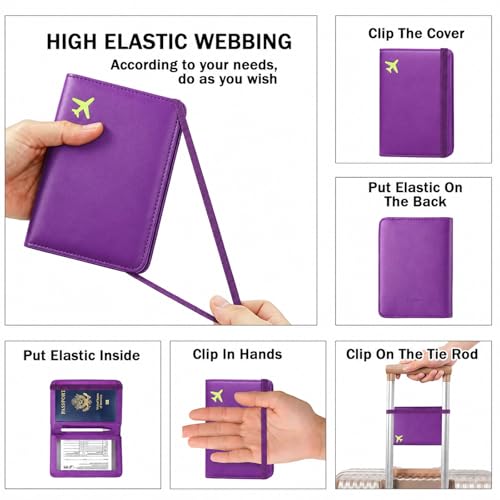 Image of ZOPPEN RFID Blocking Passport Holder for Travel - PU Leather Waterproof Lightweight Passport Cover Wallet for Women Men, Travel Organizer with Card Slots for Airline Tickets & Passport Book, Purple