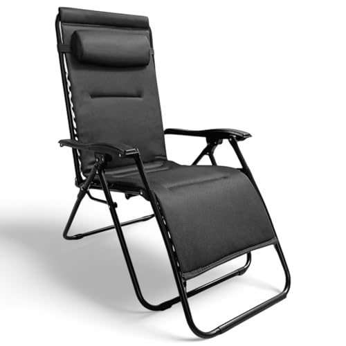 Pincho Sillon Relax Reclinable, Tumbona Jardin Reclinable, Sillon Gravedad Cero Acolchado, Hamaca, Silla Interior - Exterior, Terraza, Camping, Acero Ligero.