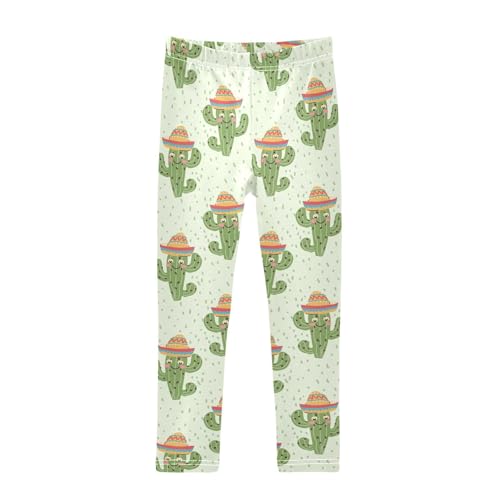 Mexican Cactus in Hat Girls Leggings,Workout Leggings for Girls Toddler Athletic Leggings Size for 3-10T