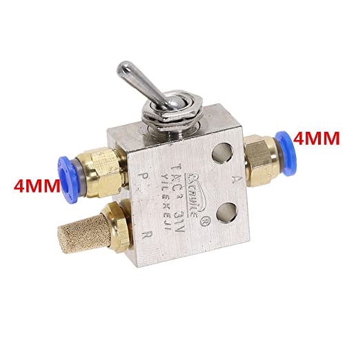 ZZXSMH Interrupteur à Bascule pour vanne pneumatique, Vanne mécanique TAC2-31V 1/8" PT Filetage 2 Positions 3 Voies Levier à Bascule Air Valve de Commutation Pneumatique avec Raccords (Couleur : 4MM) – vue 2