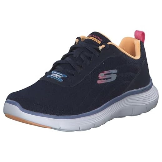Skechers Flex Appeal 5.0, Zapatillas de Deporte Mujer, Malla Azul Marino Multi Trim, 39 EU