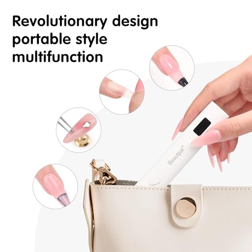 BEAUTPAL Luz UV portátil para unhas, mini secador de unhas, luz de LED com suporte magnético, tela L