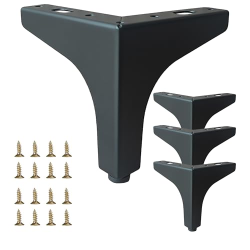 Smaxcn Paquete de 4 patas de metal negro mate para muebles, patas de gabinete de metal de 1.4 mm de grosor (negro)