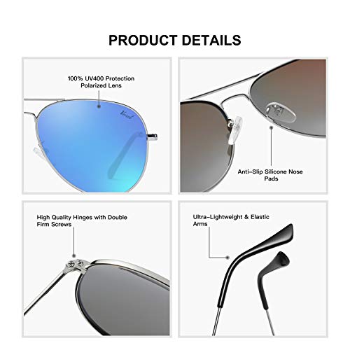 Image of Aviator Sunglasses for Men Women, Polarized Mirrored UV400 Lenses, Lightweight & Classic for Driving & Outdoors
