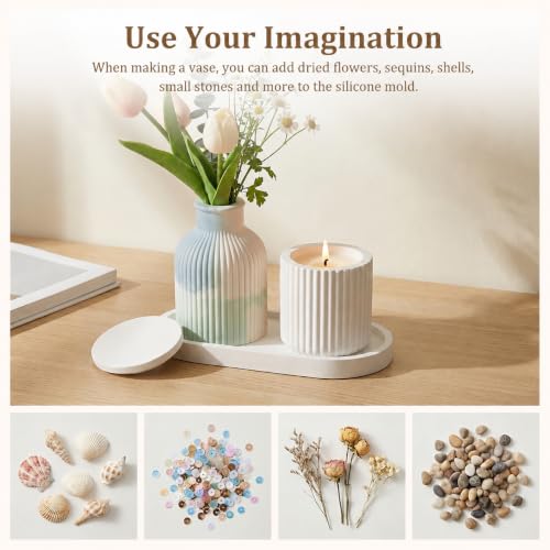 Image of Silicone Molds Set 3pcs Vase Bowl Tray Casting Molds DIY Craft | For resin, plaster, concrete and candle projects; flexible molds with smooth finish and easy release for handmade decor