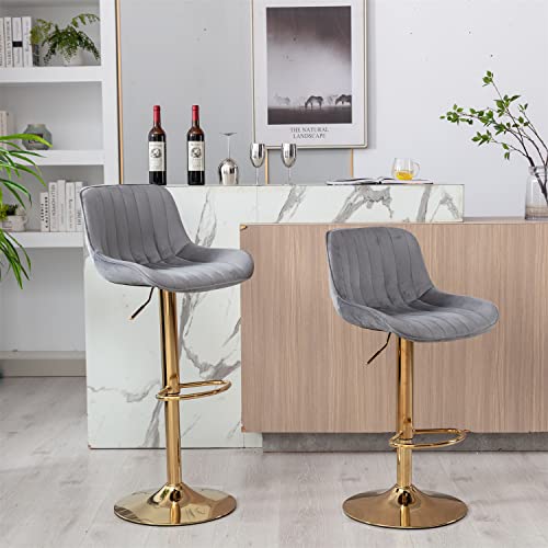 I-Pook Bar Stools Set Of 2 Swivel Adjustable Barstools With Back And Footrest Modern Counter Height Bar Chairs Lift Stools For Kitchen Bistro Pub Dining Room, Navy #TOP2